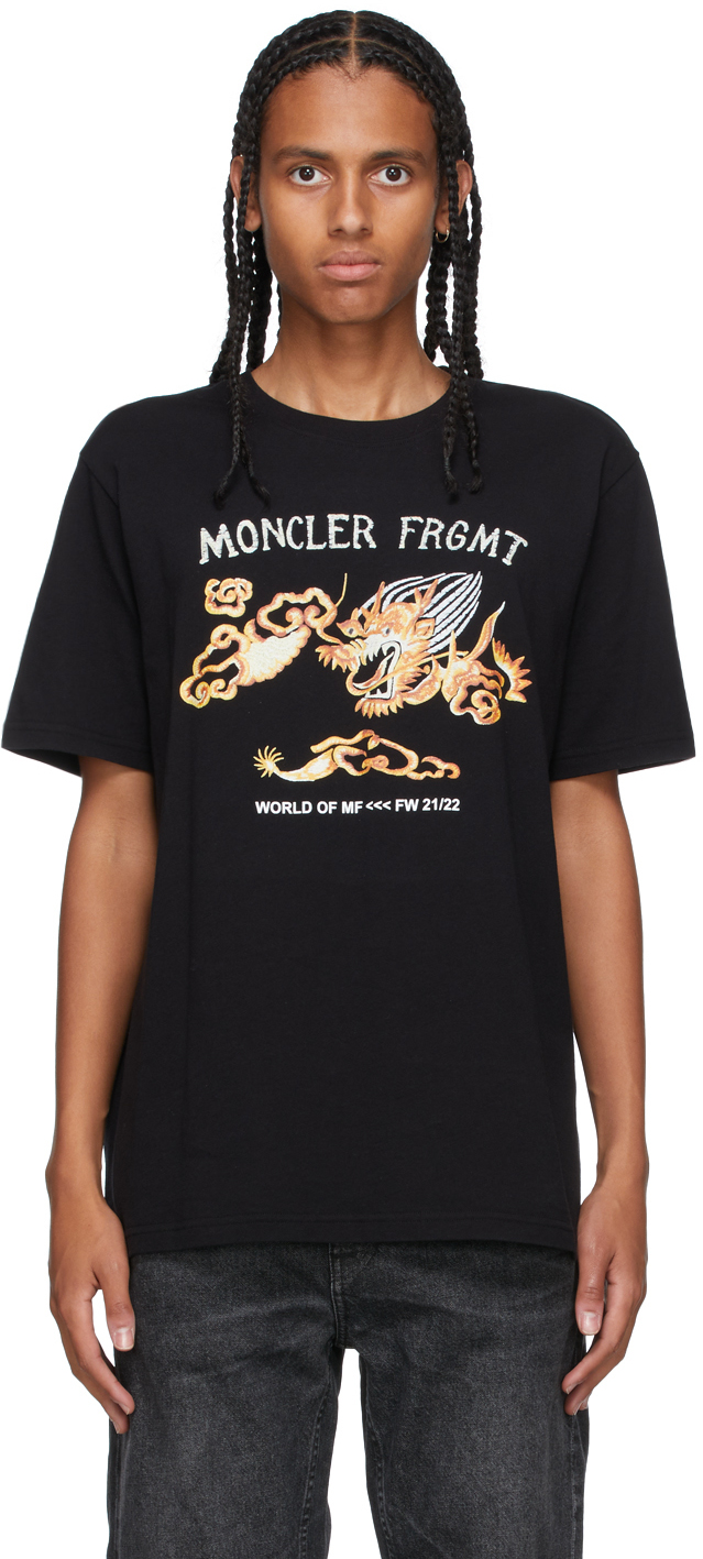 Moncler Genius 7 Moncler FRGMT Hiroshi Fujiwara Black Graphic Dragon T-Shirt