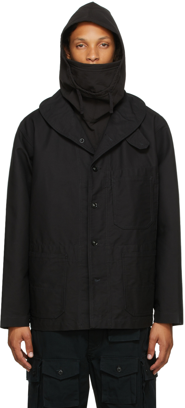 Engineered Garments: Black Cotton Shawl Neck Jacket | SSENSE Canada