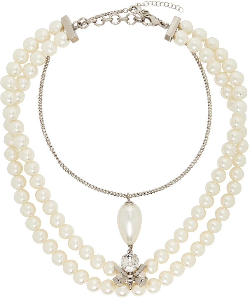 MM6 Maison Margiela Silver Pearl Necklace | Smart Closet