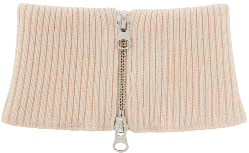 MM6 Maison Margiela Off-White Rib Knit Zip Scarf