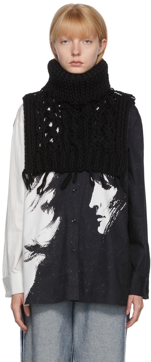 MM6 Maison Margiela Black Knit Turtleneck Stole | Smart Closet