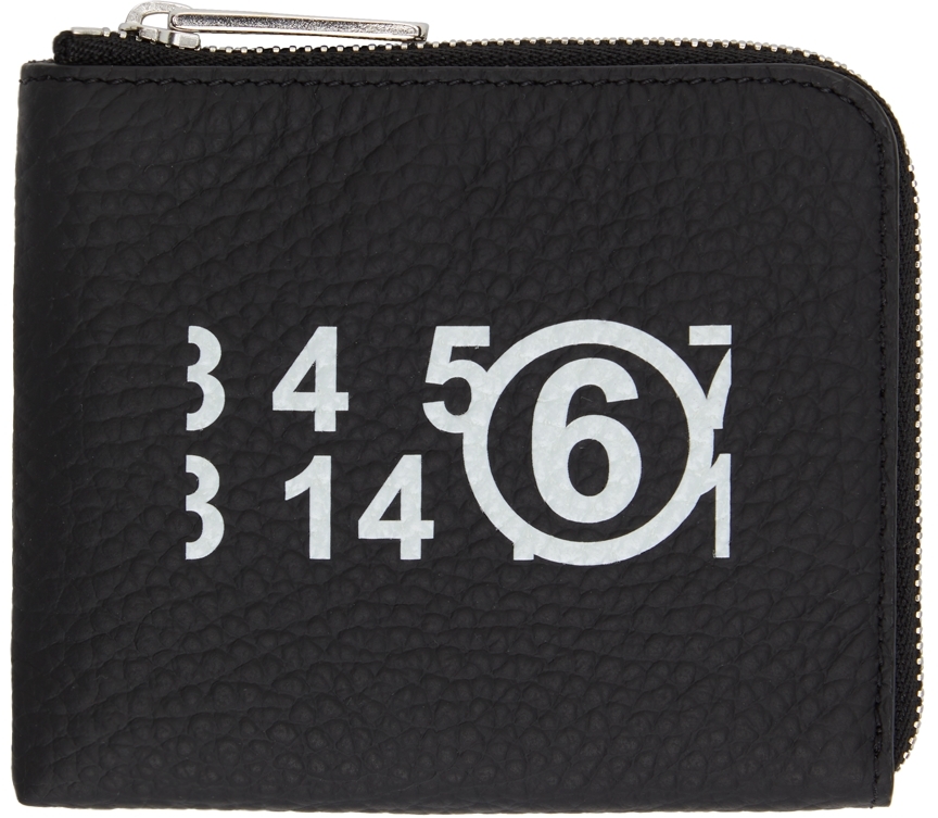 Black Small Logo Zip Around Wallet by MM6 Maison Margiela on Sale