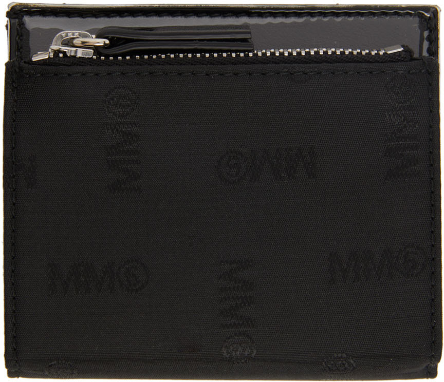Black Canvas Flip Flap Wallet by MM6 Maison Margiela on Sale