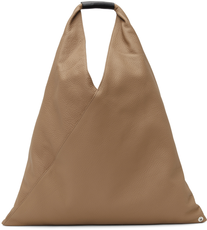 MM6 Maison Margiela Taupe Calfskin Medium Triangle Tote | Smart Closet