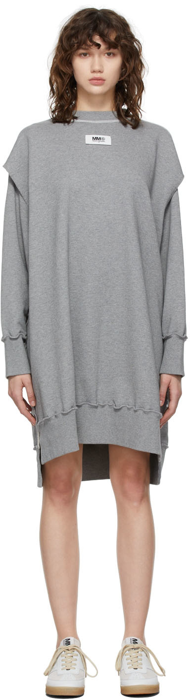 MM6 Maison Margiela Reversible Grey Sweatshirt Dress