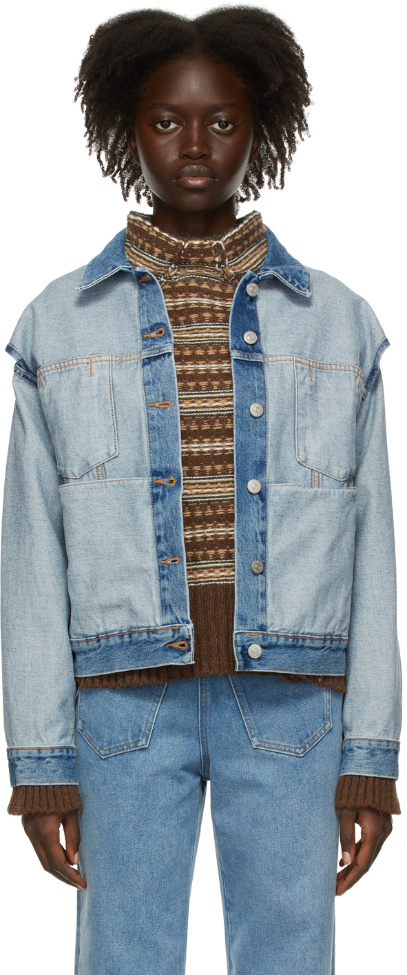 MM6 Maison Margiela: Blue Reversed Denim Underarm Hole Jacket | SSENSE