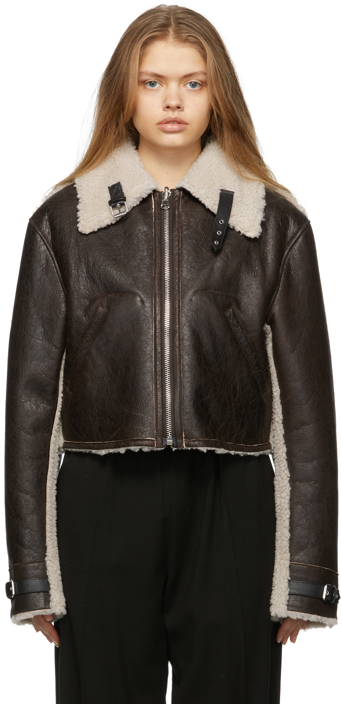 MM6 Maison Margiela Reversible Brown Shearling Leather Jacket