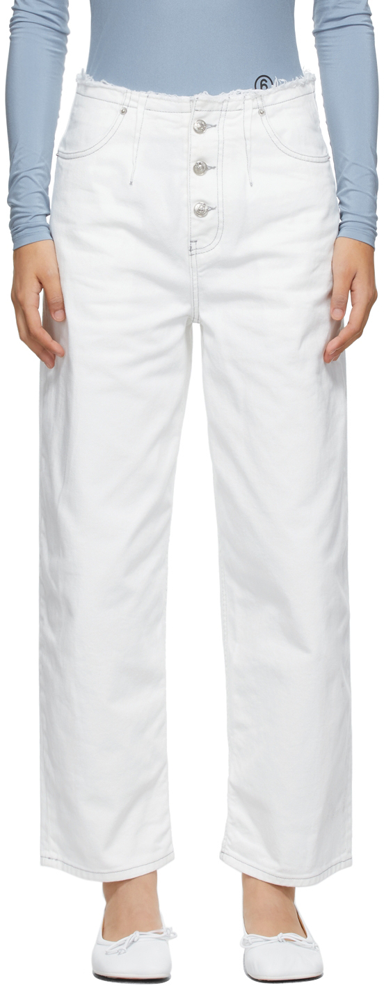 MM6 Maison Margiela Off-White Button Jeans