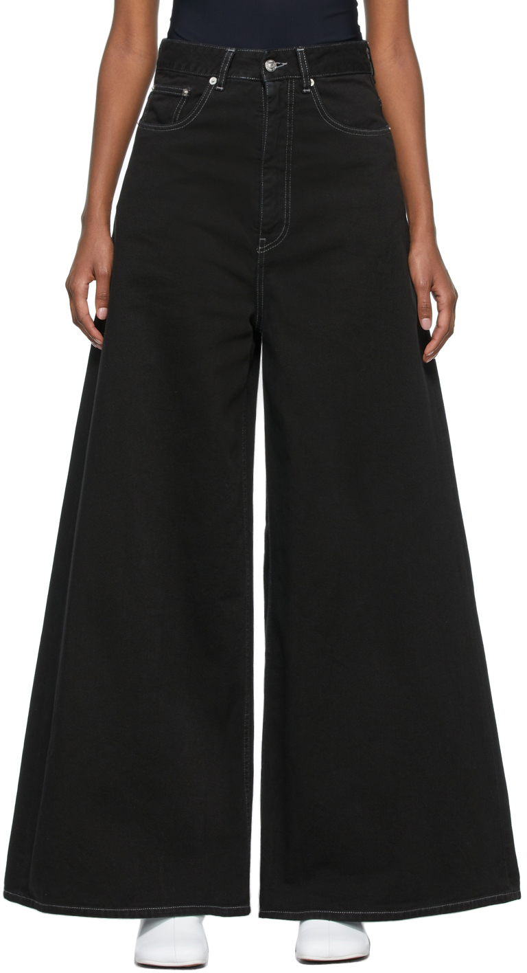 Black Wide-Leg Jeans by MM6 Maison 