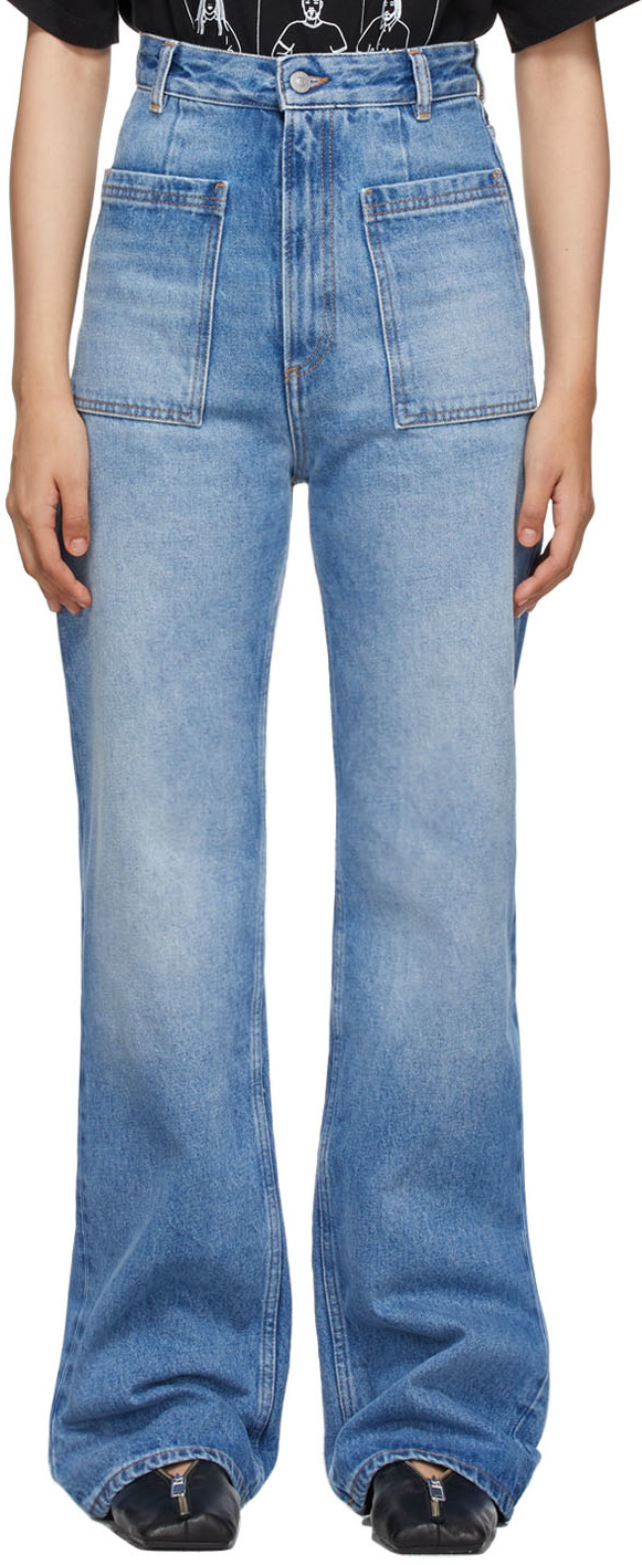 MM6 Maison Margiela: Blue Patch Pocket Jeans | SSENSE