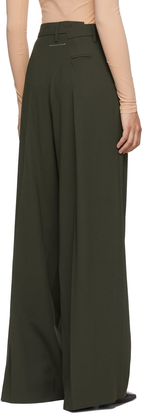 MM6 Maison Margiela Khaki Distorted Trousers | Smart Closet