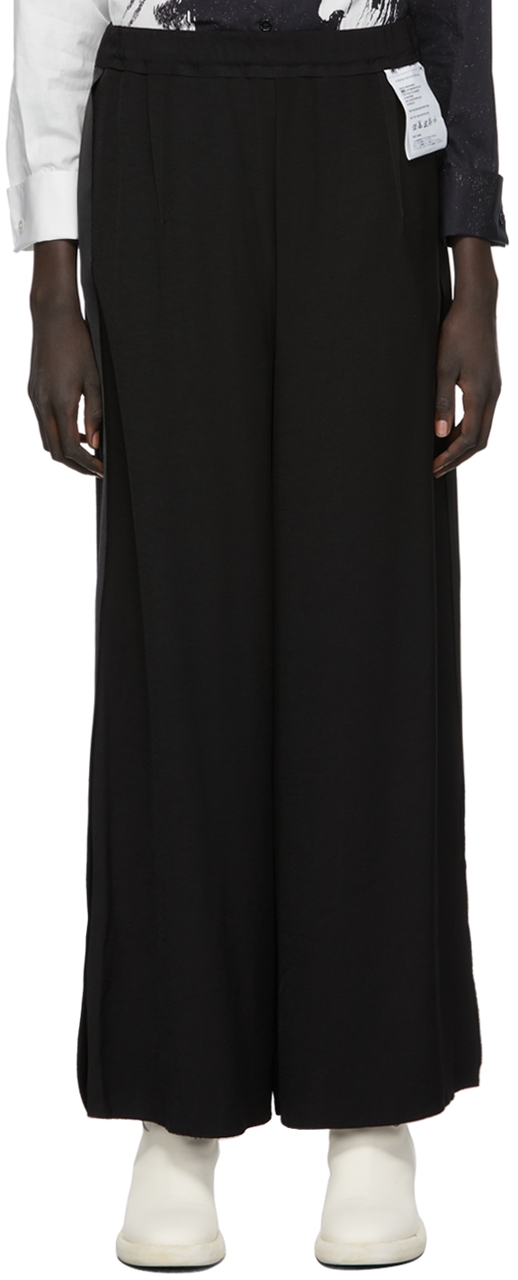 Black Extra Wide Leg Trousers by MM6 