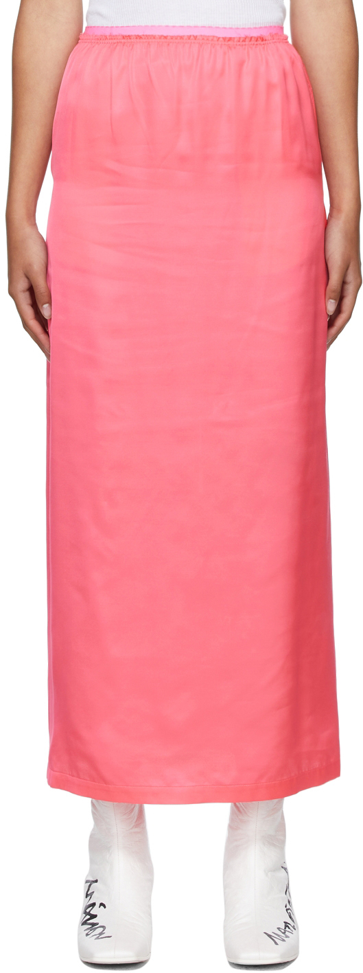 MM6 Maison Margiela Pink Satin Pull-On Skirt