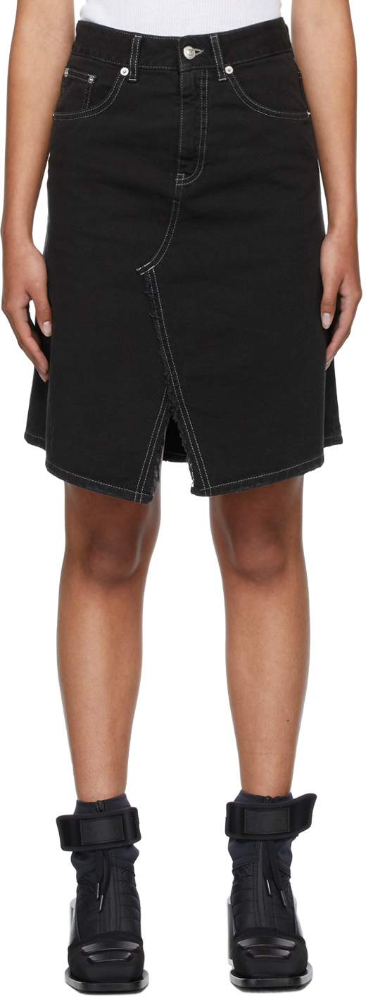MM6 Maison Margiela Black Denim A-Line Skirt