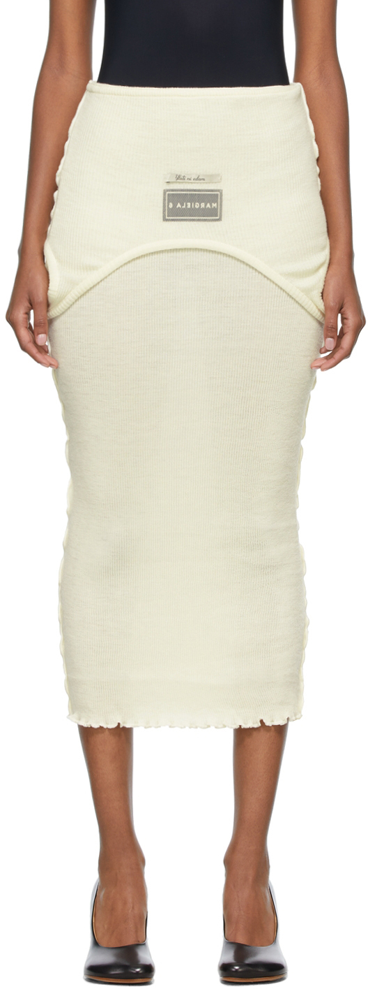 MM6 Maison Margiela Off-White Rib Knit Convertible Skirt