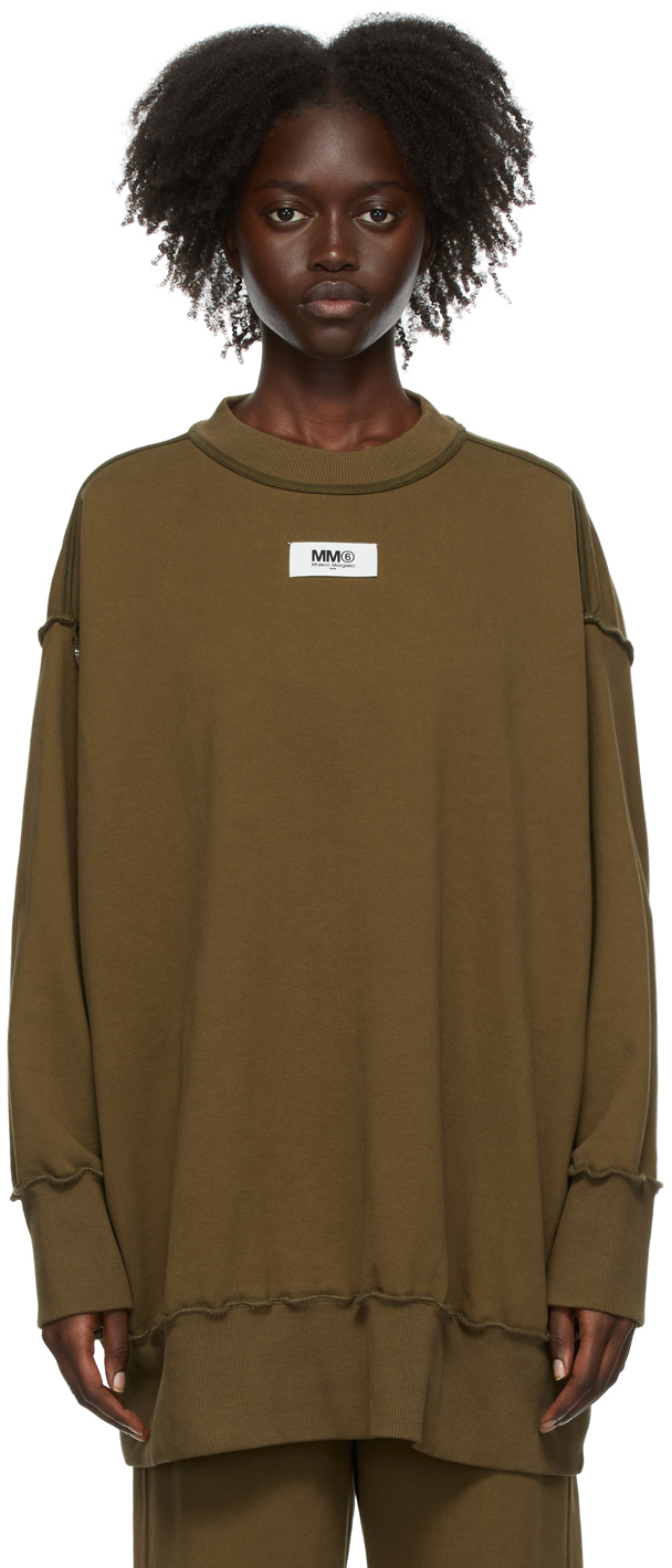 SSENSE Exclusive Reversible Khaki Oversized Underarm Cut-Out Sweatshirt