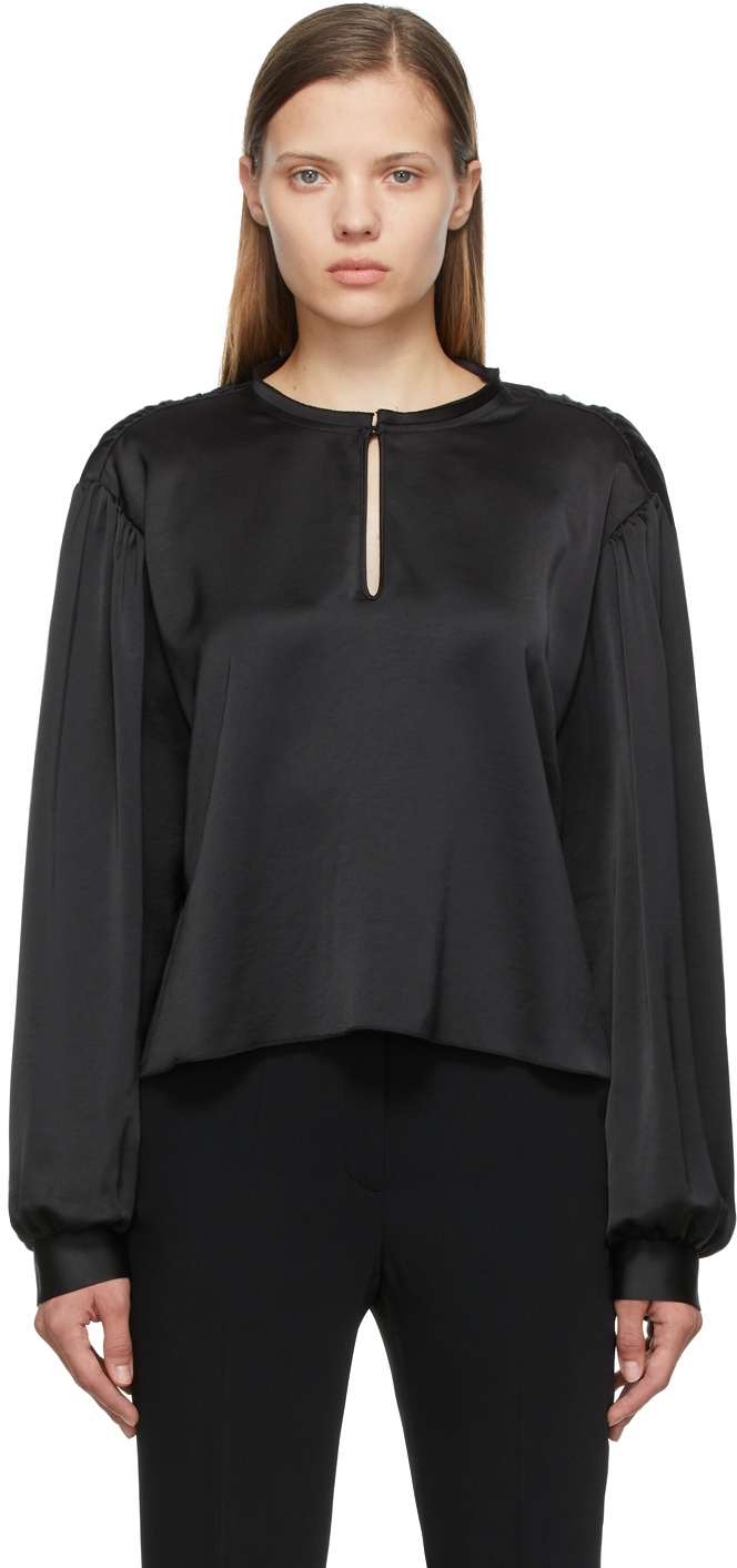 Reversible Black Shoulder Detail Blouse