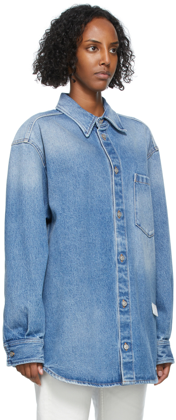 トップス MM6 Oversized Denim Long Sleeve Shirt MM6 Oversized Denim Long Sleeve Shirt