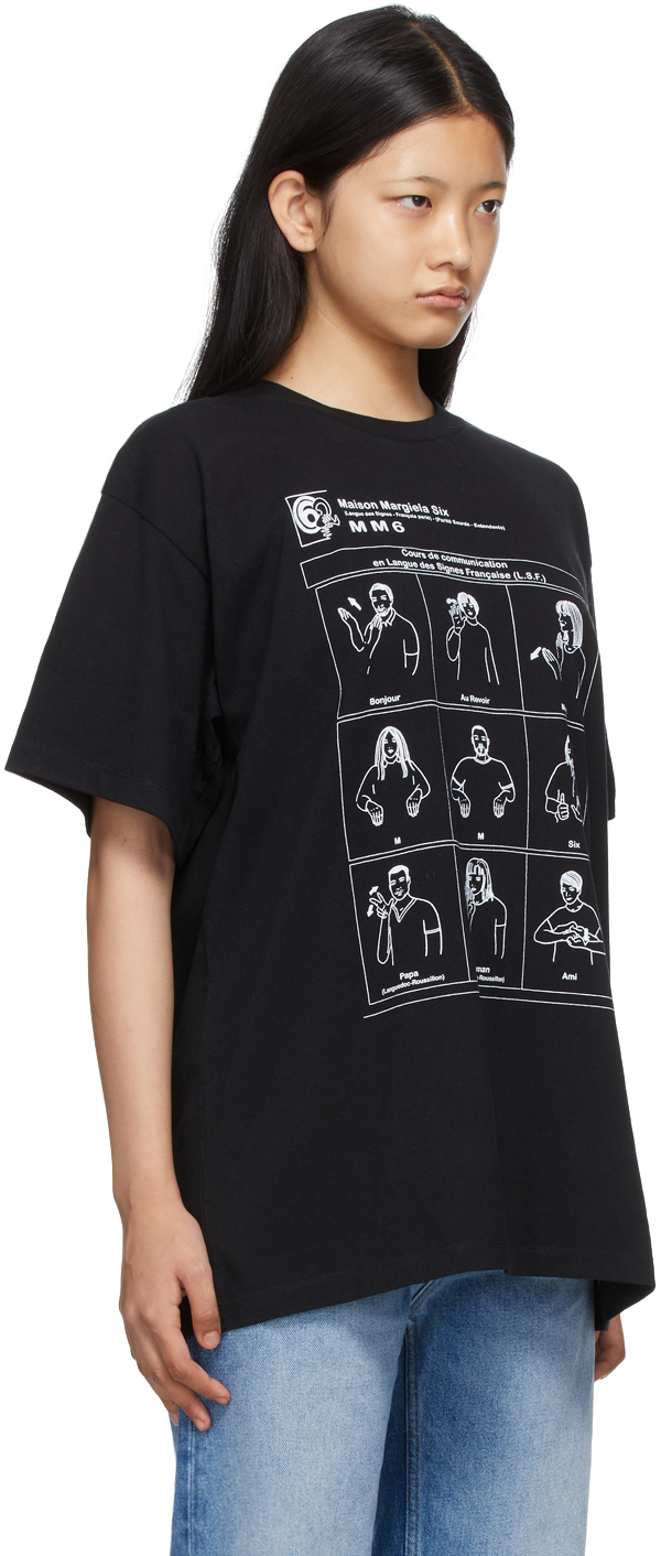 MM6 Maison Margiela Black Sign Language T-Shirt | Smart Closet