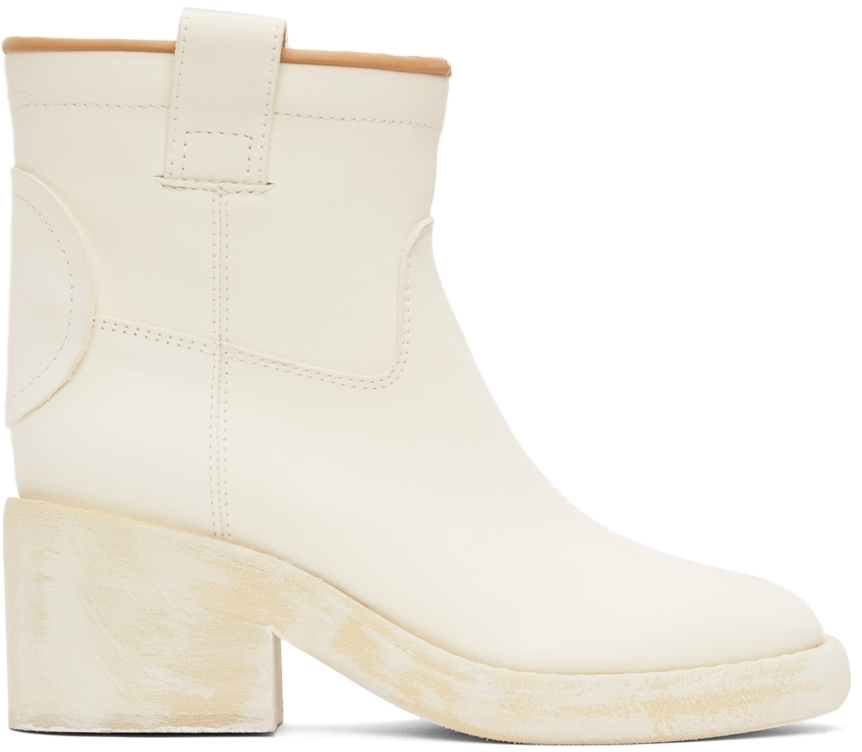 MM6 Maison Margiela Off-White Western Ankle Boots