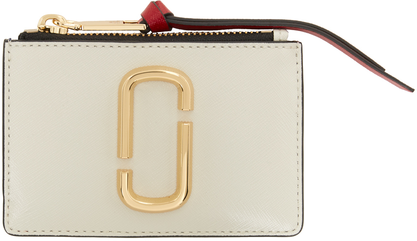 Marc Jacobs Off-white 'the Snapshot' Top-zip Card Holder In 178 Coconut