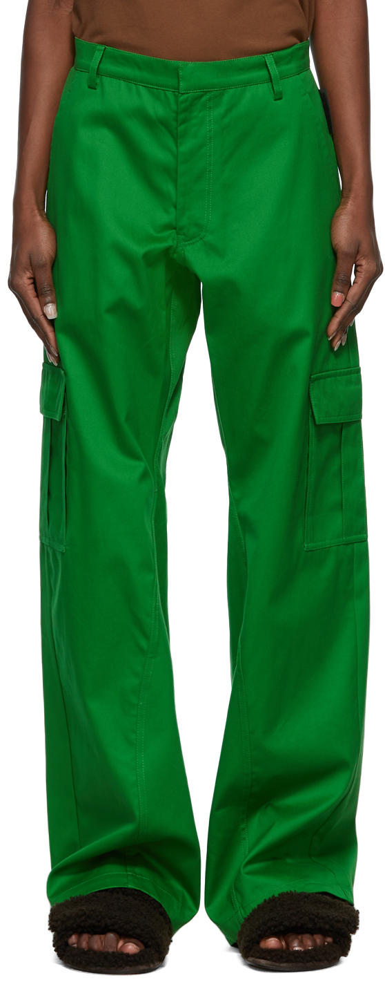 Green Twill Cargo Trousers