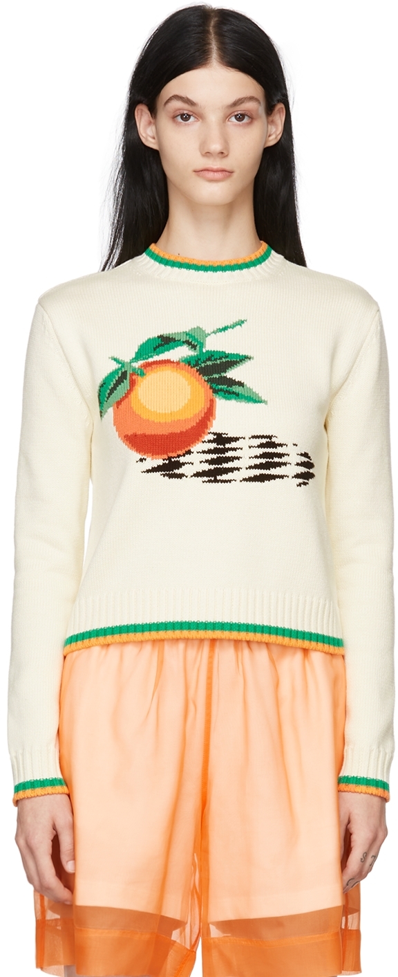 Casablanca Off-White Orange Intarsia Sweater