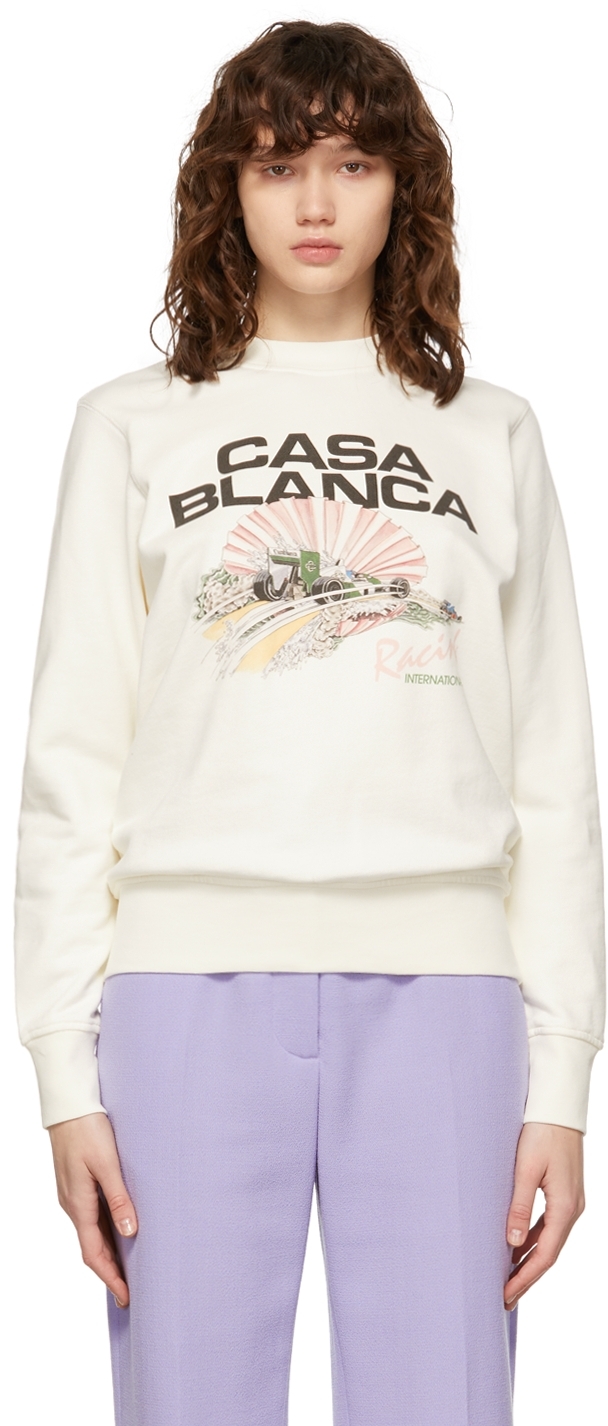 Casablanca: Off-White Racing Shell Sweatshirt | SSENSE