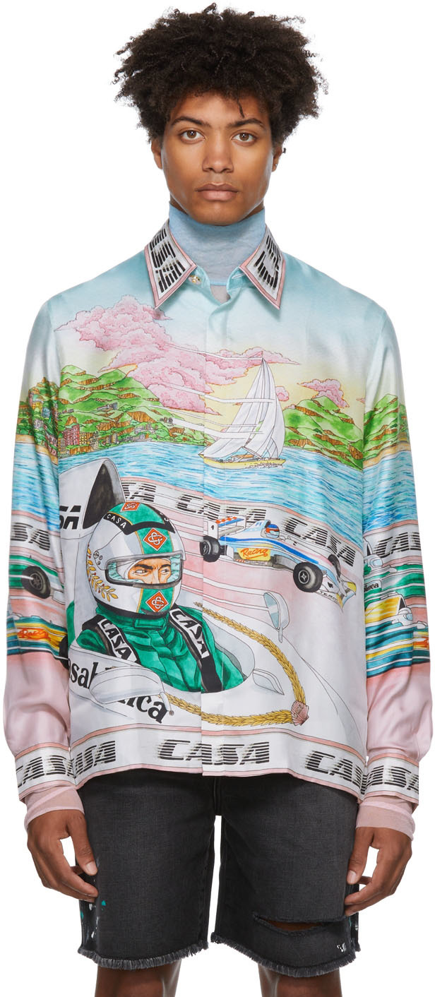 Casablanca: Multicolor Silk 'The Art Of Racing' Shirt | SSENSE Canada