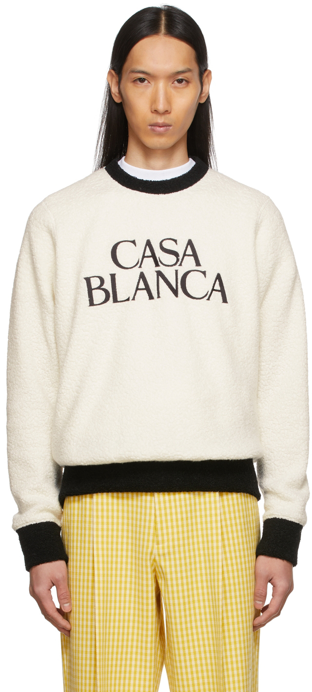 Casablanca Black & Off-White Colorblock Embroidered Sweatshirt