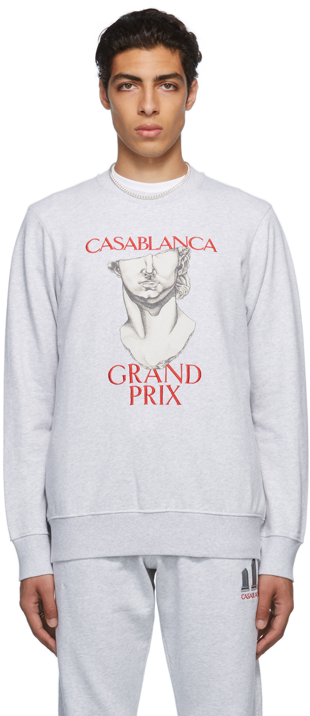 Casablanca Gray 'Grand Prix' Embroidered Sweatshirt