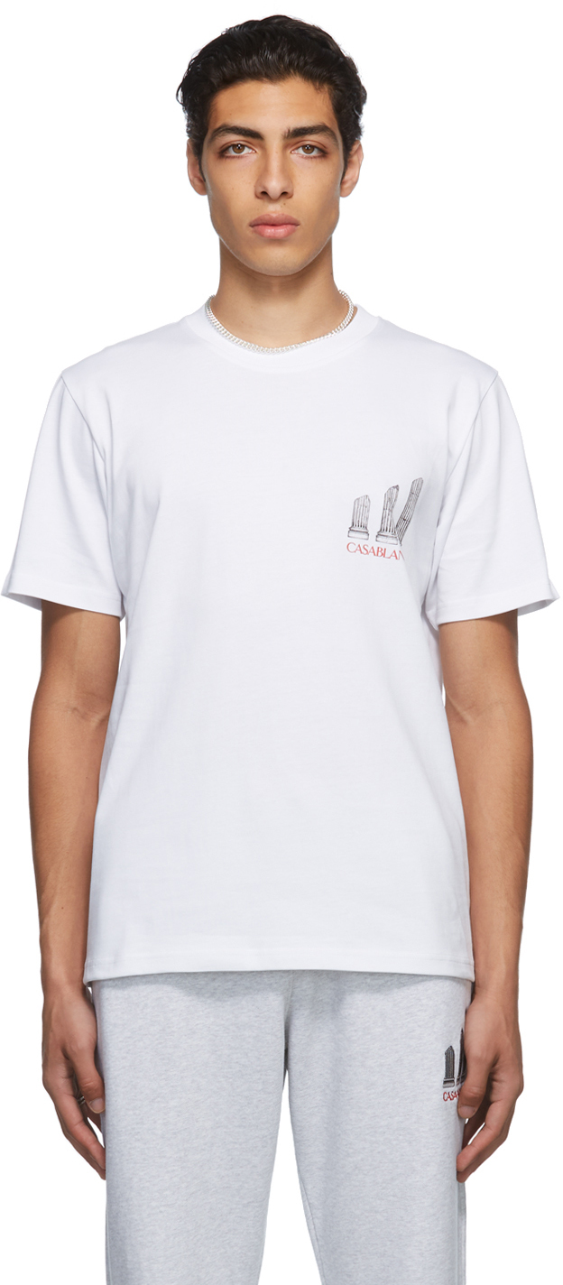 Casablanca White Grand Prix Print T-Shirt