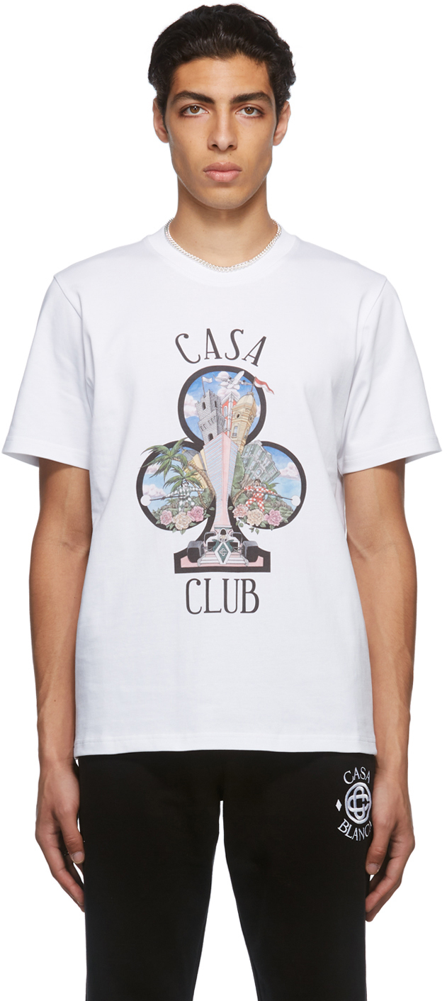 Casablanca White Casa Club Print T-Shirt | Smart Closet