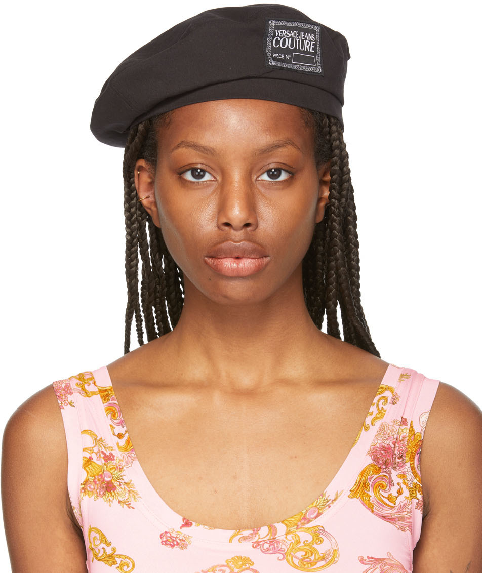 Versace Jeans Couture Black Institutional Logo Beret