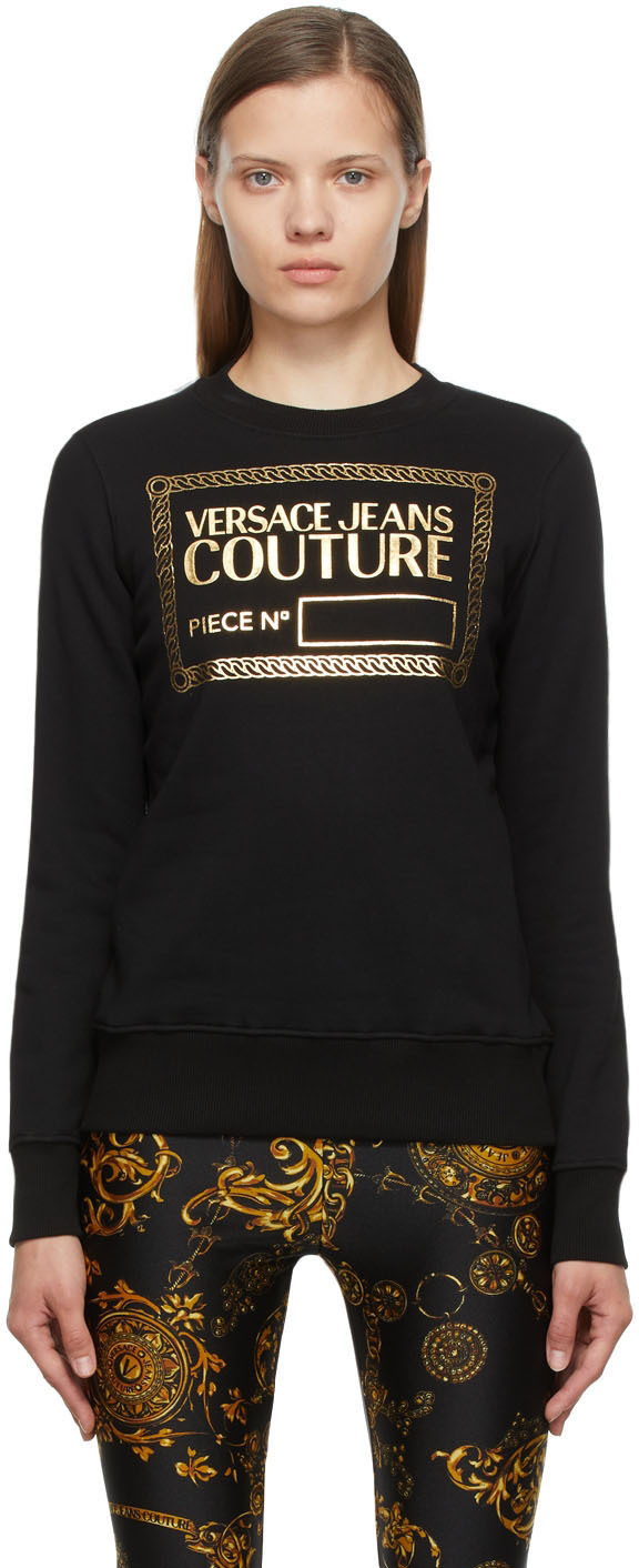 Versace Jeans Couture Black Logo Fleece Sweatshirt