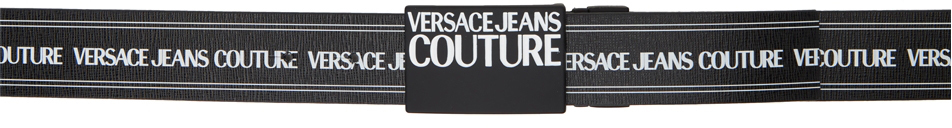 Versace Jeans Couture ブラック & ホワイト ロゴ ベルト