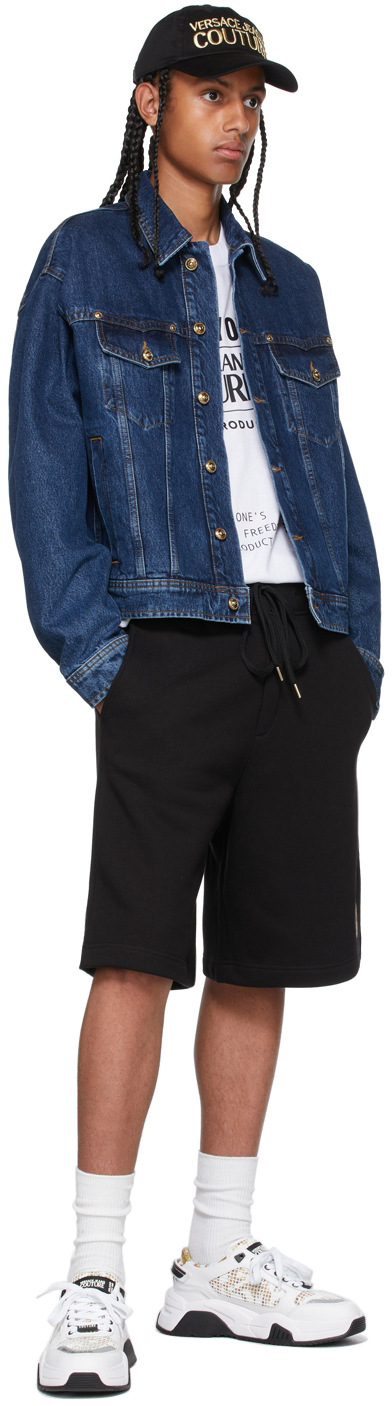 Versace Jeans Couture インディゴ ロゴ デニム ジャケット