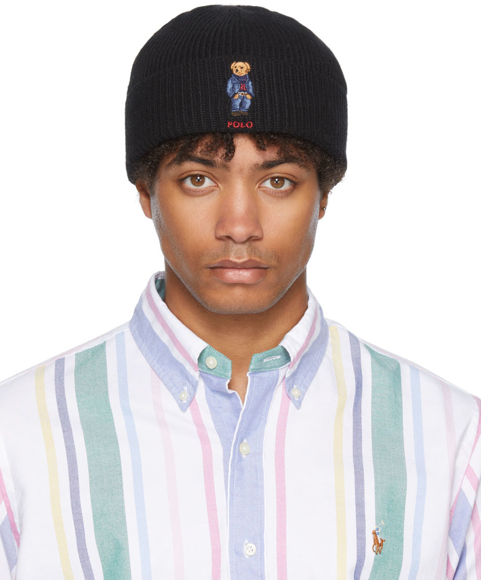 POLO RALPH LAUREN SOLID DENIM BEAR BEANIE