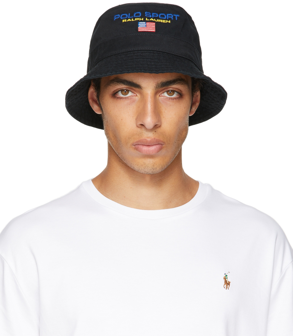 Polo Ralph Lauren: Black 'Polo Sport' Chino Bucket Hat | SSENSE
