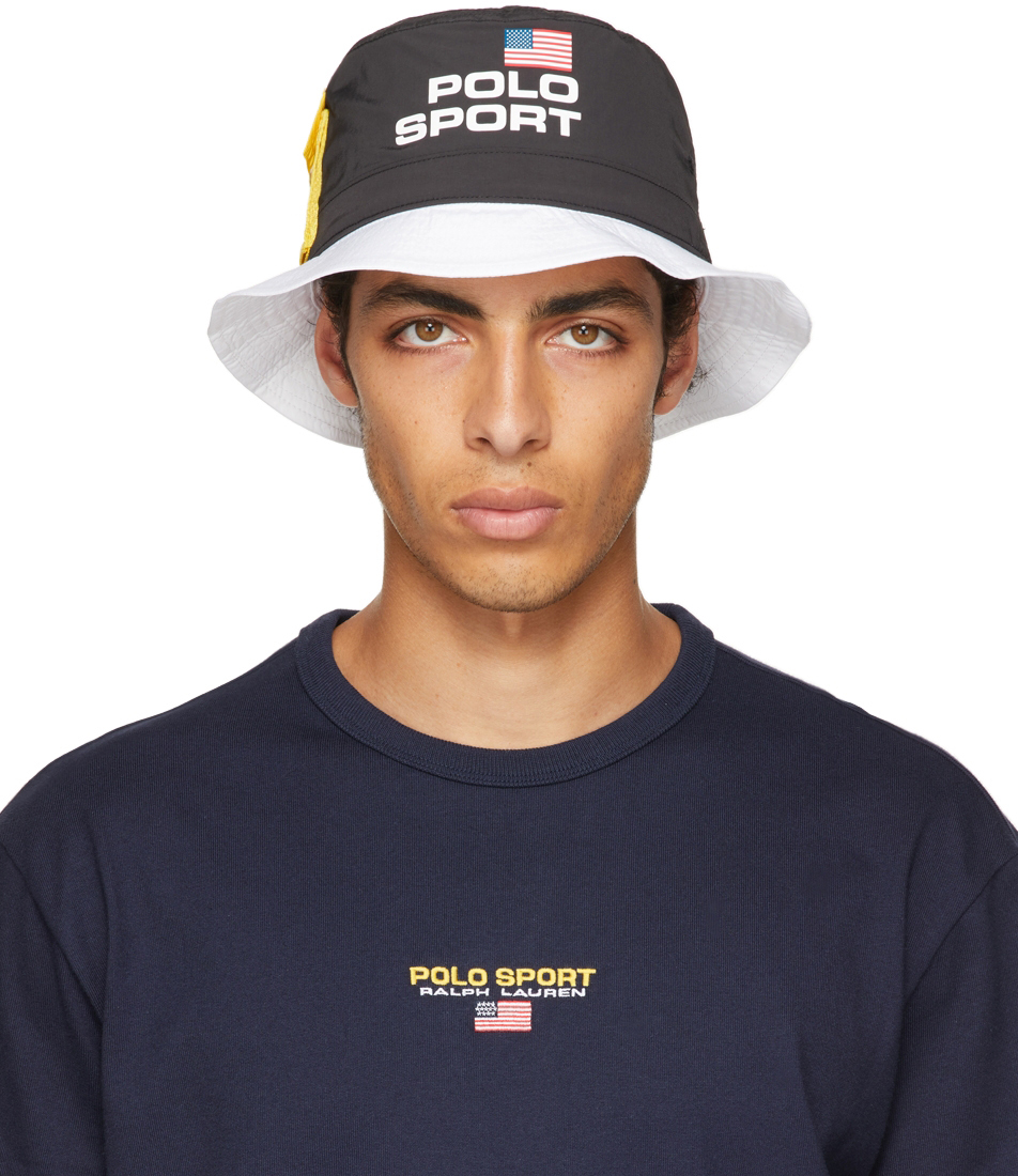 Polo Ralph Lauren: Black & White 'Polo Sport' Bucket Hat | SSENSE