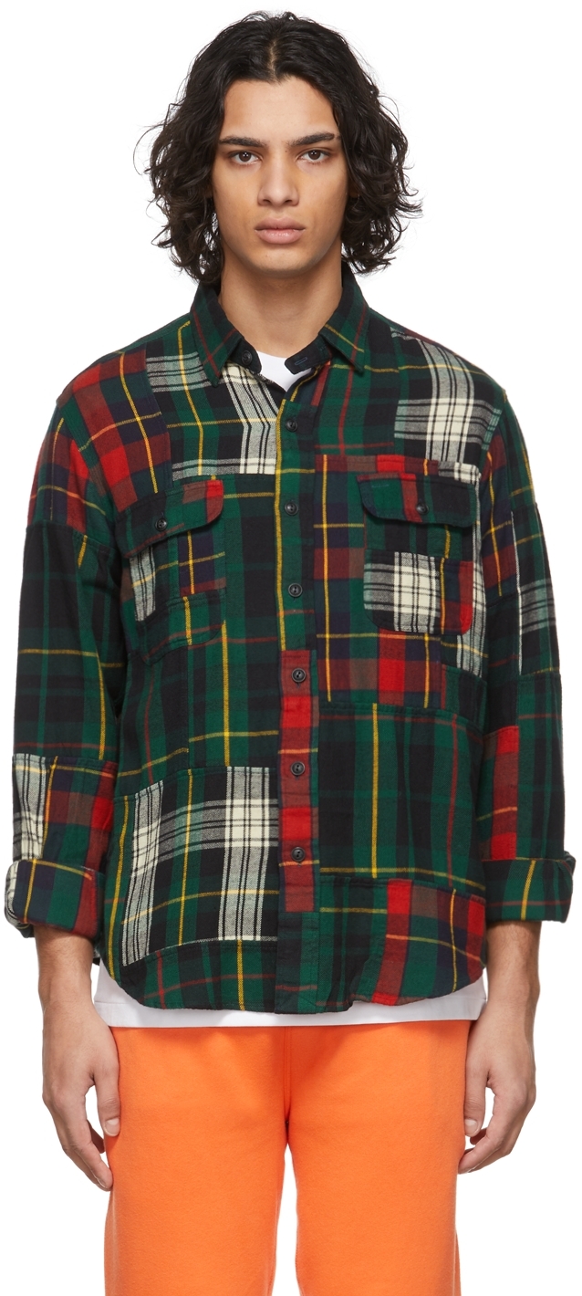 green shirt red flannel