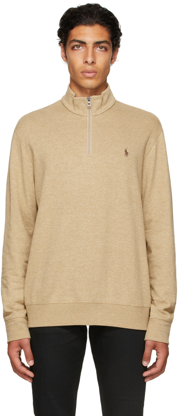 tan half zip sweater