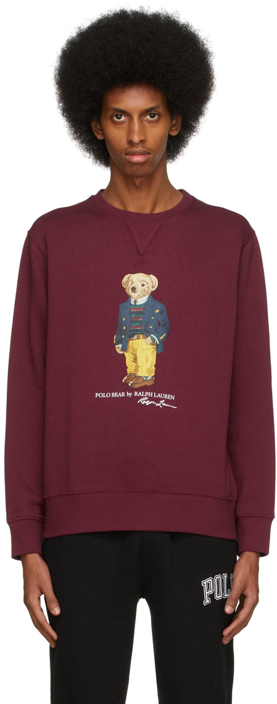 Polo Ralph Lauren: Burgundy Polo Bear Sweatshirt | SSENSE