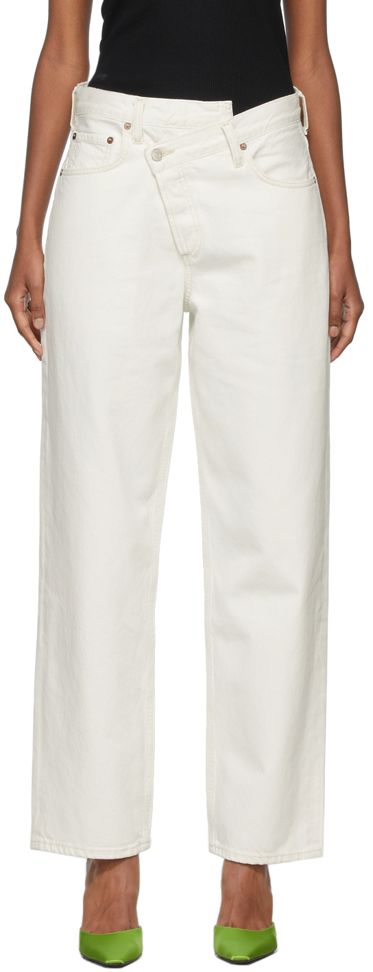 AGOLDE: Off-White Criss Cross Upsized Jeans | SSENSE