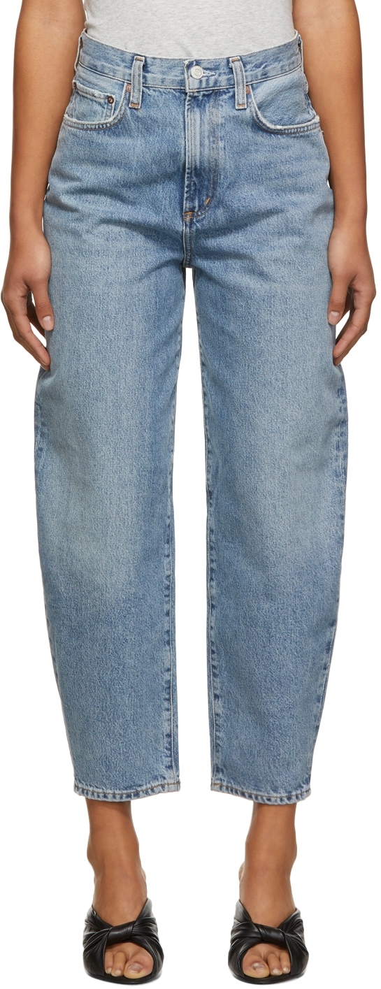 AGOLDE: Blue Balloon Ultra High Rise Curved Taper Jeans | SSENSE Canada