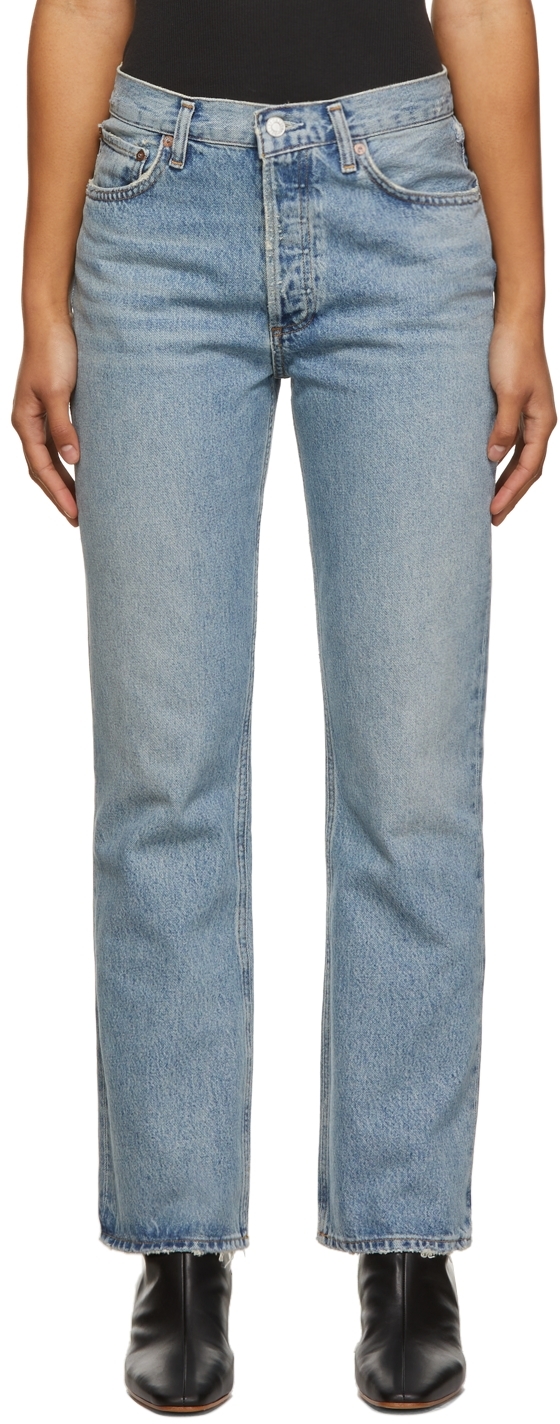 AGOLDE Blue Mid-Rise Relaxed Boot Jeans
