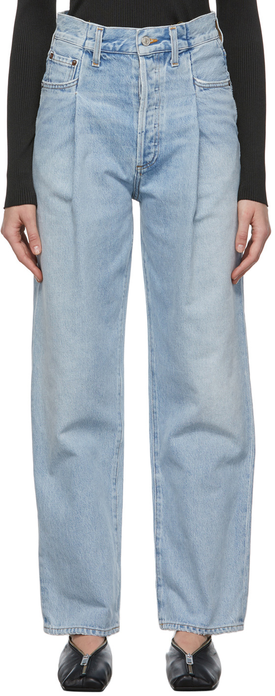 AGOLDE: Blue Fold Waistband Jeans | SSENSE UK