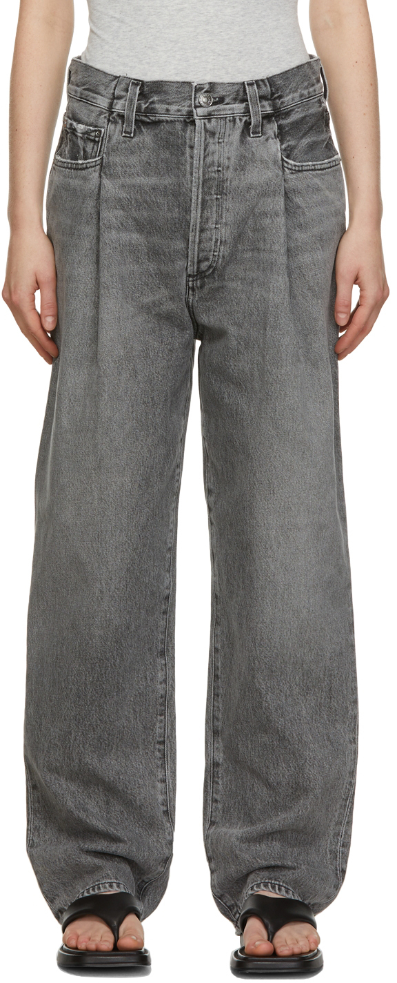 Grey Fold Waistband Jeans by AGOLDE on Sale