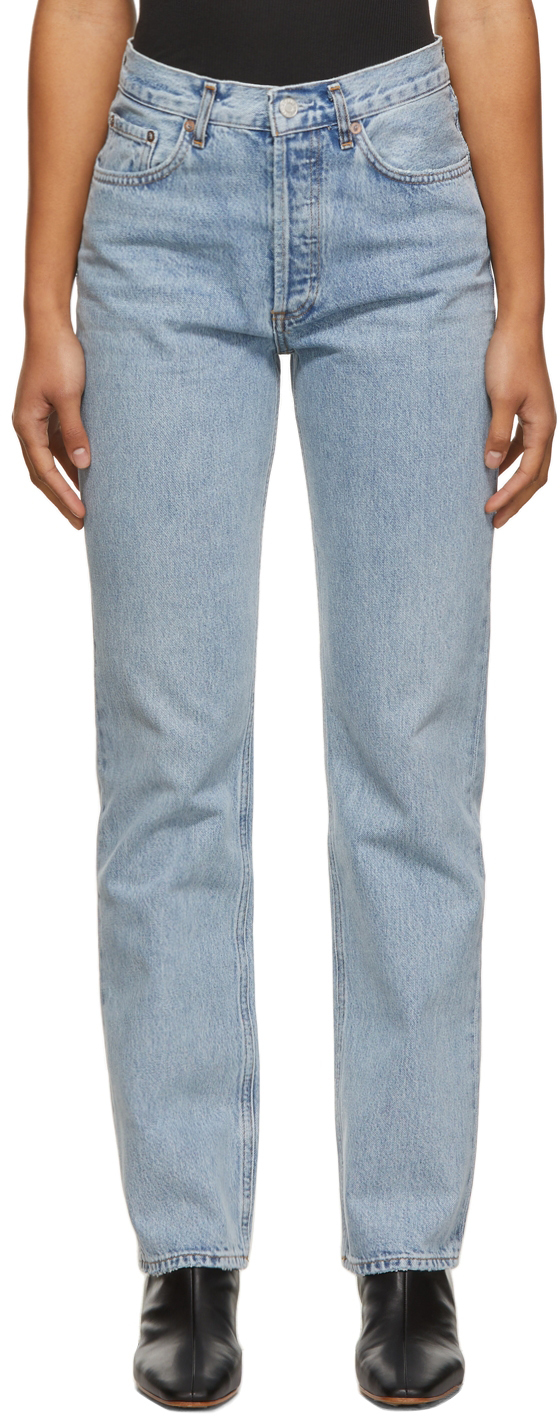 Ssense Donna Abbigliamento Pantaloni e jeans Pantaloni Pantaloni chinos Blue Lana Mid-Rise Vintage Straight Jeans 