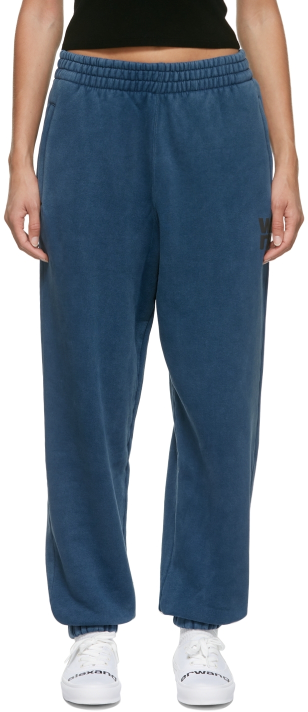 Blue Structured Terry Lounge Pants by alexanderwang.t on Sale